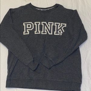 PINK Gray Crewneck